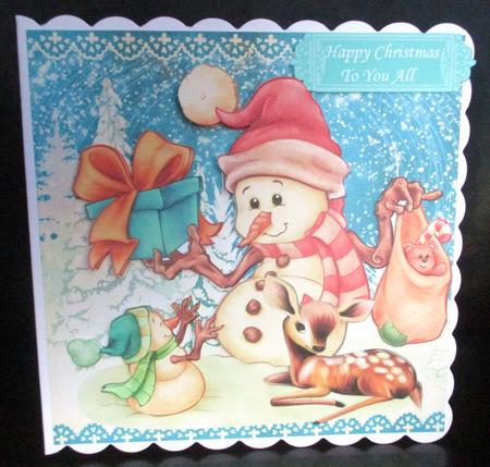 Adorable Little Snowman with Cute Little Deer 8x8 Mini Kit by Johanna Lambert