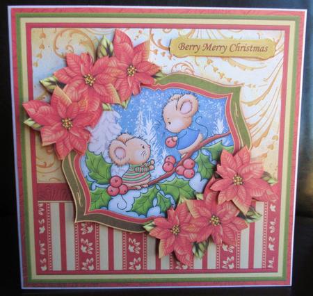Holly Mice 8x8 Christmas Mini Kit & Decoupage by Johanna Lambert