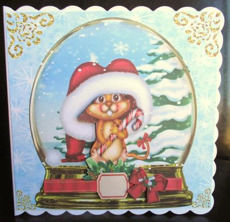 Cute Little Mouse in Santa Hat in Snowdome 8x8 by Johanna Lambert