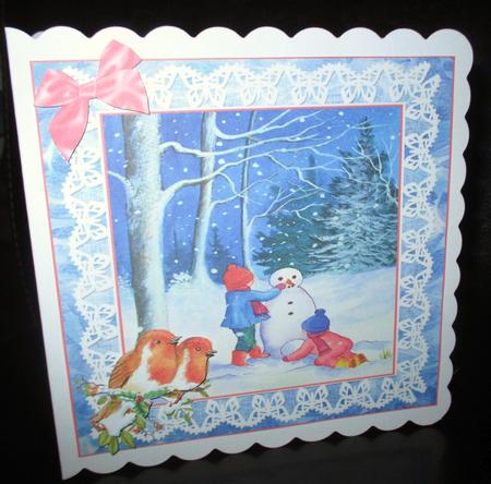 Building a Snowman with Decoupage Robins by Johanna Lambert
