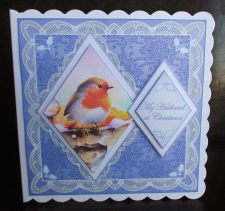 Blue Robin My Husband 7in Double Diamond Topper by Johanna Lambert