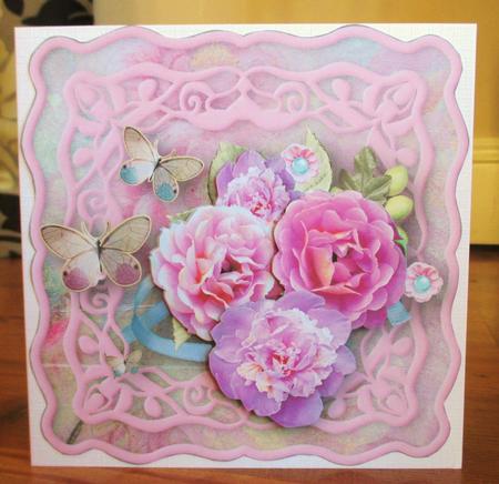 Pink Posy Wavy Edge Card Mini Kit by Johanna Lambert