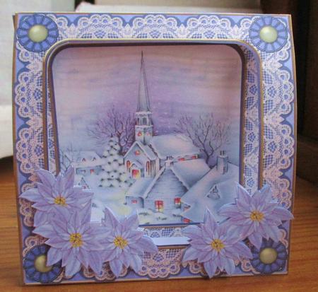 Blue Christmas Church 7inch Vintage Tent Card Mini Kit by Johanna Lambert