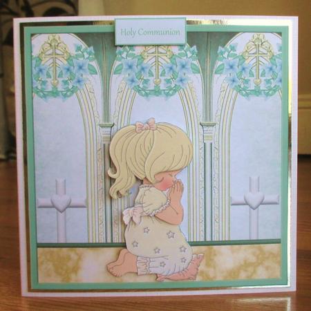 Girl Communion Card with Decoupage by Johanna Lambert