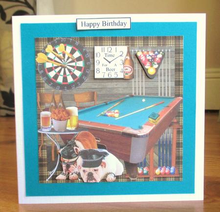 Man Cave Pool Party Topper with Decoupage by Johanna Lambert