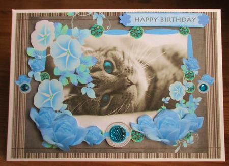 Blued Eyed Beauty Decopauge Card Front by Johanna Lambert