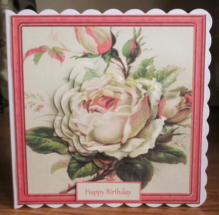 Pink Vintage Rose Card with Petal Stacker by Johanna Lambert