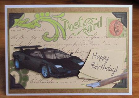 Postcard Topper Black Ferrari by Johanna Lambert