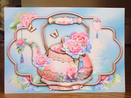 Soft Vintage Teapot with Romantic Roses by Johanna Lambert