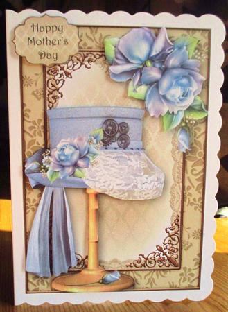 Steampunk Top Hat with Lace & Blue Roses by Johanna Lambert