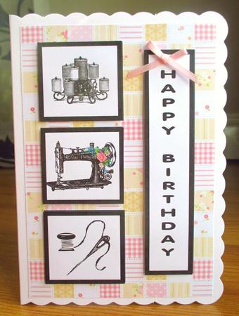 Vintage Sewing / Seamstress Patchwork Topper & Decoupage by Johanna Lambert
