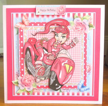 The Pink Biker Card Front Kit by Johanna Lambert