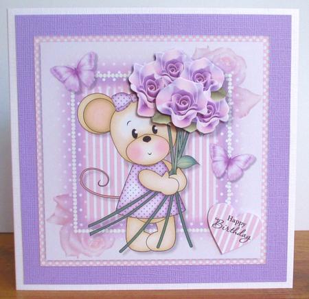 Maisy with Lilac Roses Mothers Day/birthday Topper by Johanna Lambert