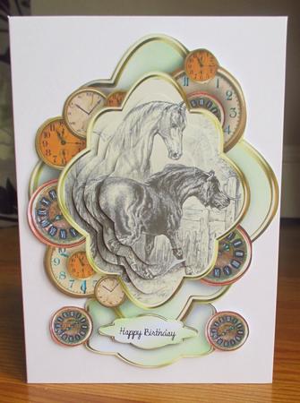 Vintage Horses Male Card by Johanna Lambert
