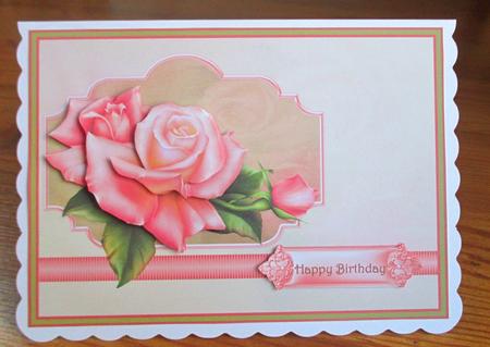Pink Rose Card with Decoupage by Johanna Lambert