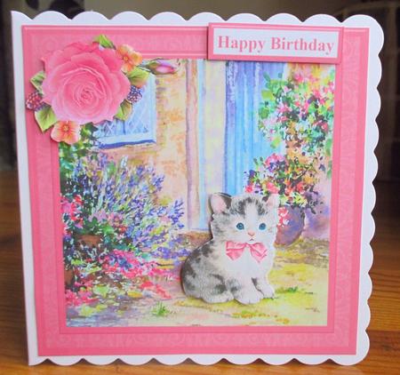 Cute Kitten Scene Topper & Decoupage by Johanna Lambert