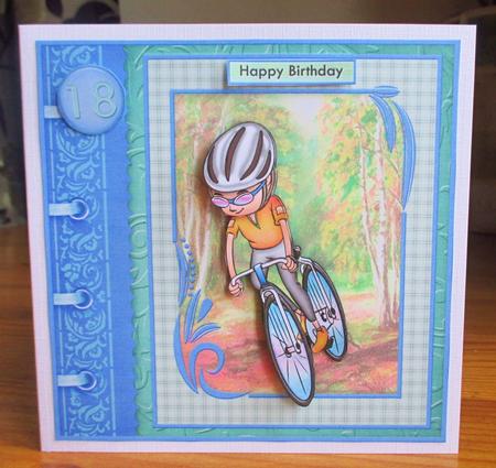 Cyclist in Woods 8x8 Mini Kit Ages & Decoupage by Johanna Lambert