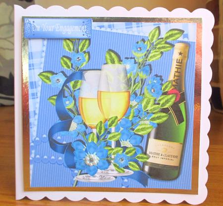 Champagne and Flowers with Glasses to the Happy Couple 8x8 by Johanna Lambert