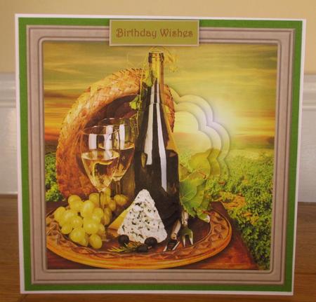 Wine Cheese and Grapes Card with Stacker by Johanna Lambert