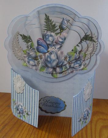 Blue Roses Gatefold Pyramage Shaped Card Plus Bonus Envelope by Johanna Lambert