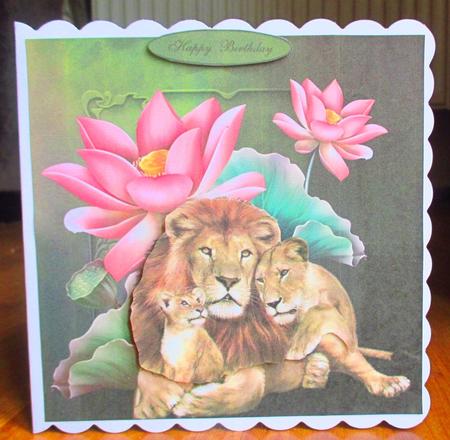 Lotus Flower Lion Pride Topper with Decoupage by Johanna Lambert