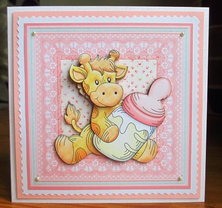 Baby Girl Giraffe 8x8 Mini Kit & Decoupage by Johanna Lambert