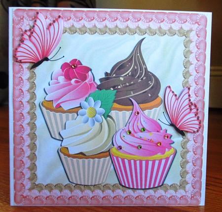 Yummy! Cupcakes with Butterflies in Iced Frame 8x8 by Johanna Lambert