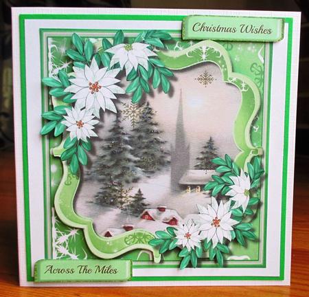 Lovely Green Bracket Scene with White Poinsettias  by Johanna Lambert