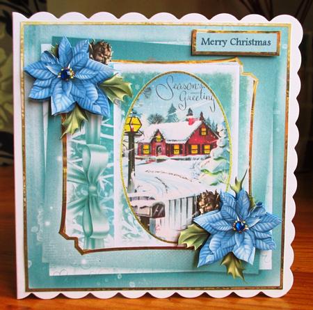 Vintage Christmas House 7x7 Card by Johanna Lambert