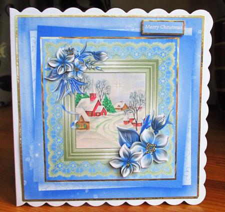 Christmas Star and Winter Flowers 7x7 Card by Johanna Lambert