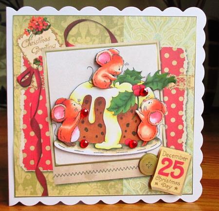 8x8 Holly Pudding Mice Shabby Chic Mini Kit by Johanna Lambert