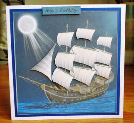 Peaceful Night Ocean Topper with Decoupage by Johanna Lambert