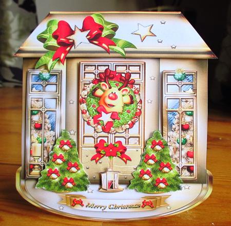Christmas Door with Wreath and Trees by Johanna Lambert