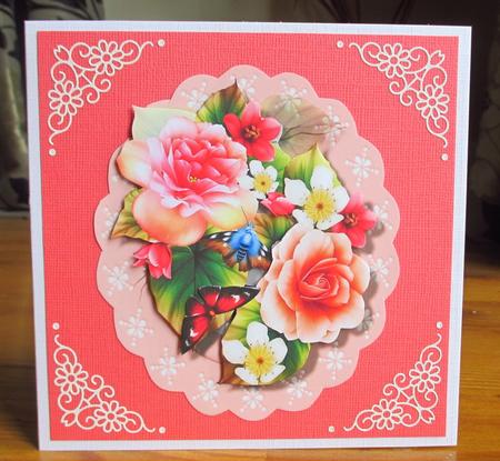 Beautiful Begonias on a Scalloped Frame  by Johanna Lambert