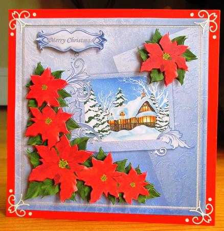 6x6 Christmas Cottage with Poinsettia by Johanna Lambert