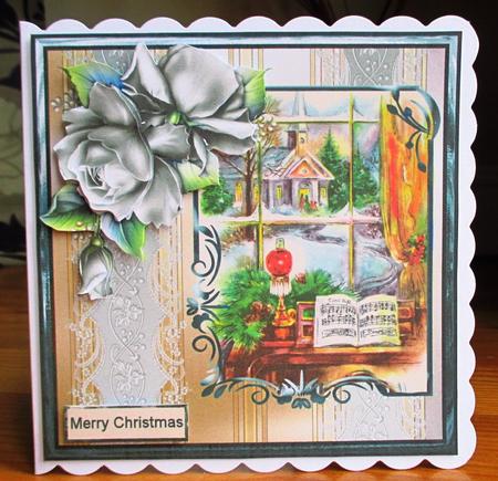 Church Window View 7x7 Card with Decoupage by Johanna Lambert