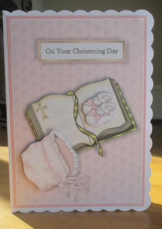 Girls Christening Card Front with Decoupage by Johanna Lambert