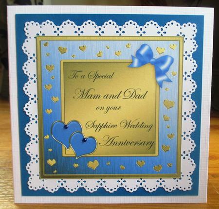 Mam and Dad Sapphire Wedding Anniversary Wavy Corner by Johanna Lambert
