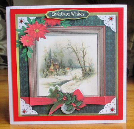 Traditional Christmas Scene with Poinsettias ,  by Johanna Lambert