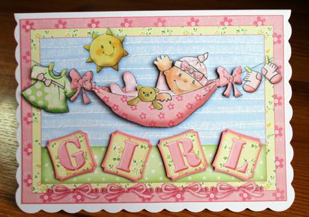 Baby Girl on Washing Line Topper & Decoupage by Johanna Lambert