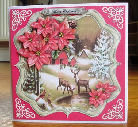 Scallop Topper Vintage Snowscene & Poinsettias by Johanna Lambert