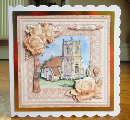 Church and Roses Wedding Christening 8x8 Decoupage Mini Kit by Johanna Lambert
