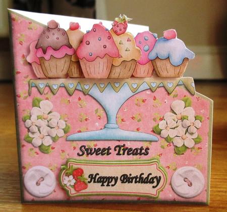 Cupcakes Mother's Birthday / Birthday Card with Decoupage by Johanna Lambert
