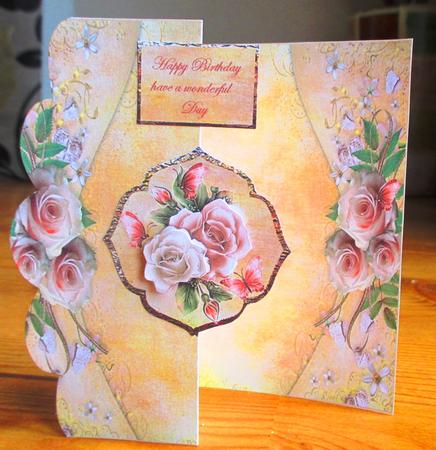 Cream Roses No Hole Fold Back Card Mini Kit by Johanna Lambert