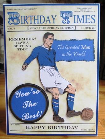 Blue Vintage Footballer (man's Birthday) - A5 by Johanna Lambert