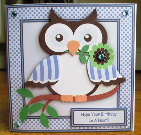 Flower Power Owl 4 6x6 Square Card with Decoupage by Johanna Lambert
