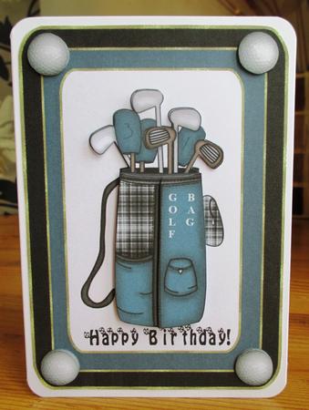 Golf Bag Birthday Card Topper by Johanna Lambert