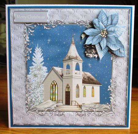 Country Church and Snow 7x7 Card by Johanna Lambert