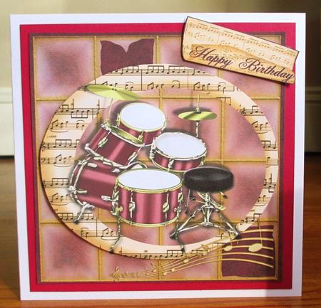 Drum Music Card Topper by Johanna Lambert