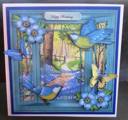 Window Bleu Bell Woods & Birds by Johanna Lambert